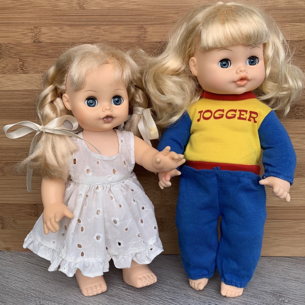 Pair of Vintage Horsman Dolls with Sleep Eyes - Blonde Hair Blue Eyes & Outfits